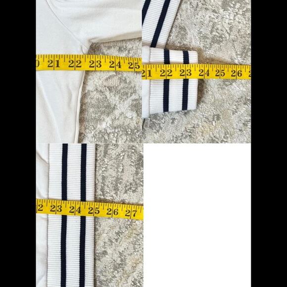 Fila White Crewneck Sweatshirt Logo Stripe Hem Men’s Size L - Picture 3 of 4